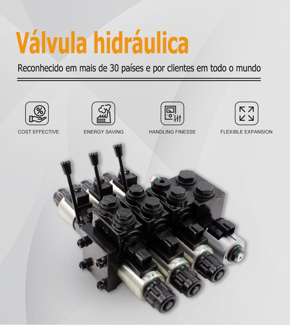 DCV58 Solenoide e manual 3 carretéis Válvula direcional seccional